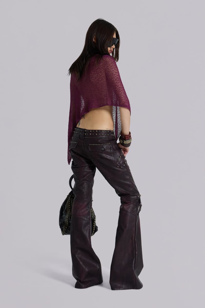 Jaded London Infinity Multiway Knit Cape In Wine Purple