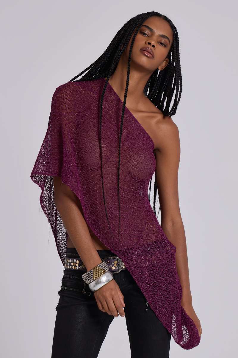 Jaded London Infinity Multiway Knit Cape In Wine Purple
