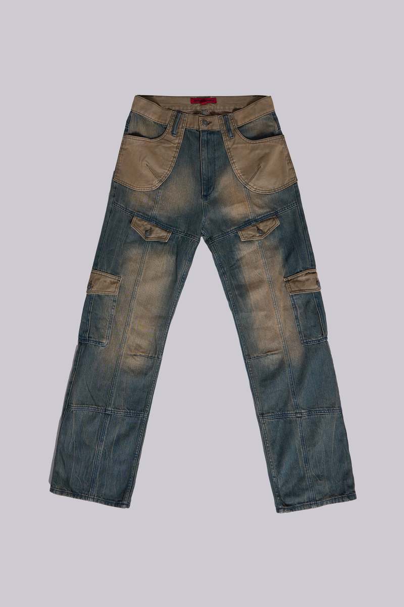Jaded London '07 Contrast Cargo Jeans Blue