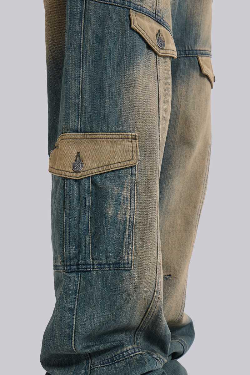 Jaded London '07 Contrast Cargo Jeans Blue