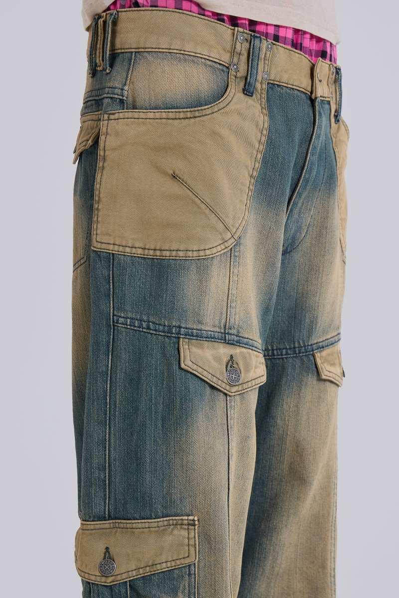 Jaded London '07 Contrast Cargo Jeans Blue