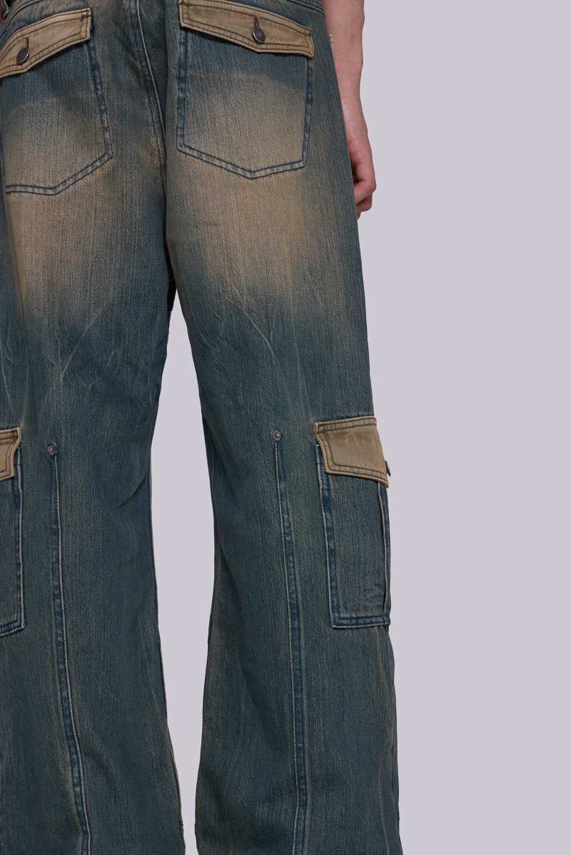 jaded london '07 Contrast Cargo Jeans Blue