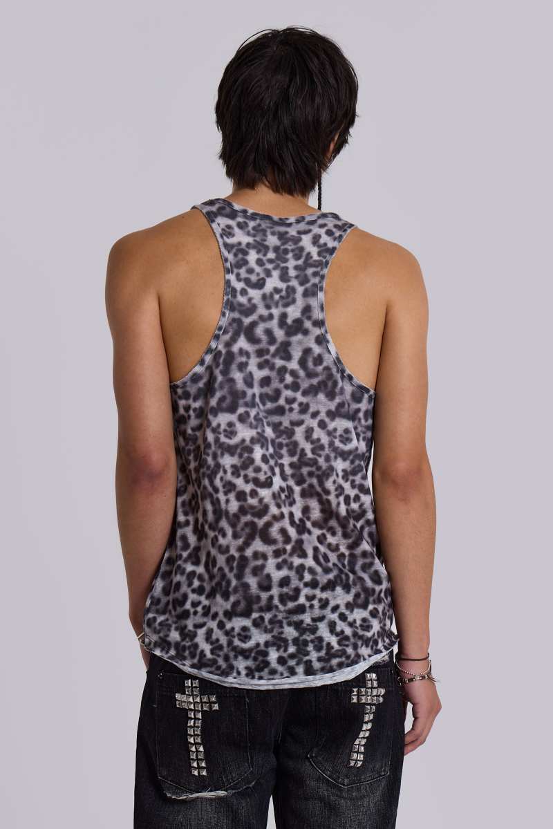 Jaded London Airbrush Leopard Vest Grey Leopard