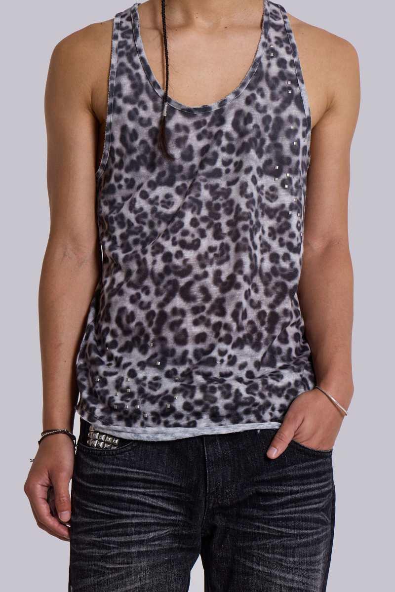 Jaded London Airbrush Leopard Vest Grey Leopard