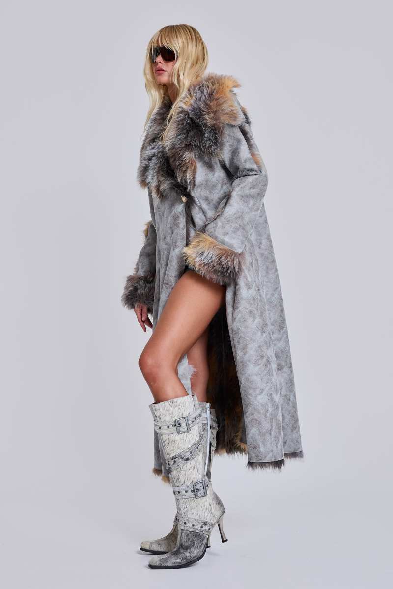 Jaded London Alpha Faux Shearling Coat Multi