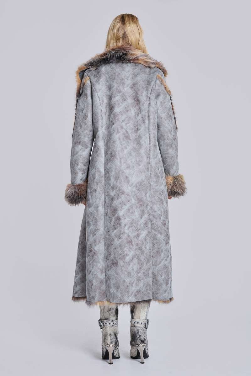 Jaded London Alpha Faux Shearling Coat Multi