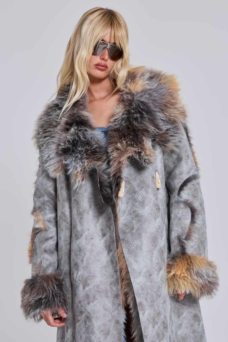 Jaded London Alpha Faux Shearling Coat Multi