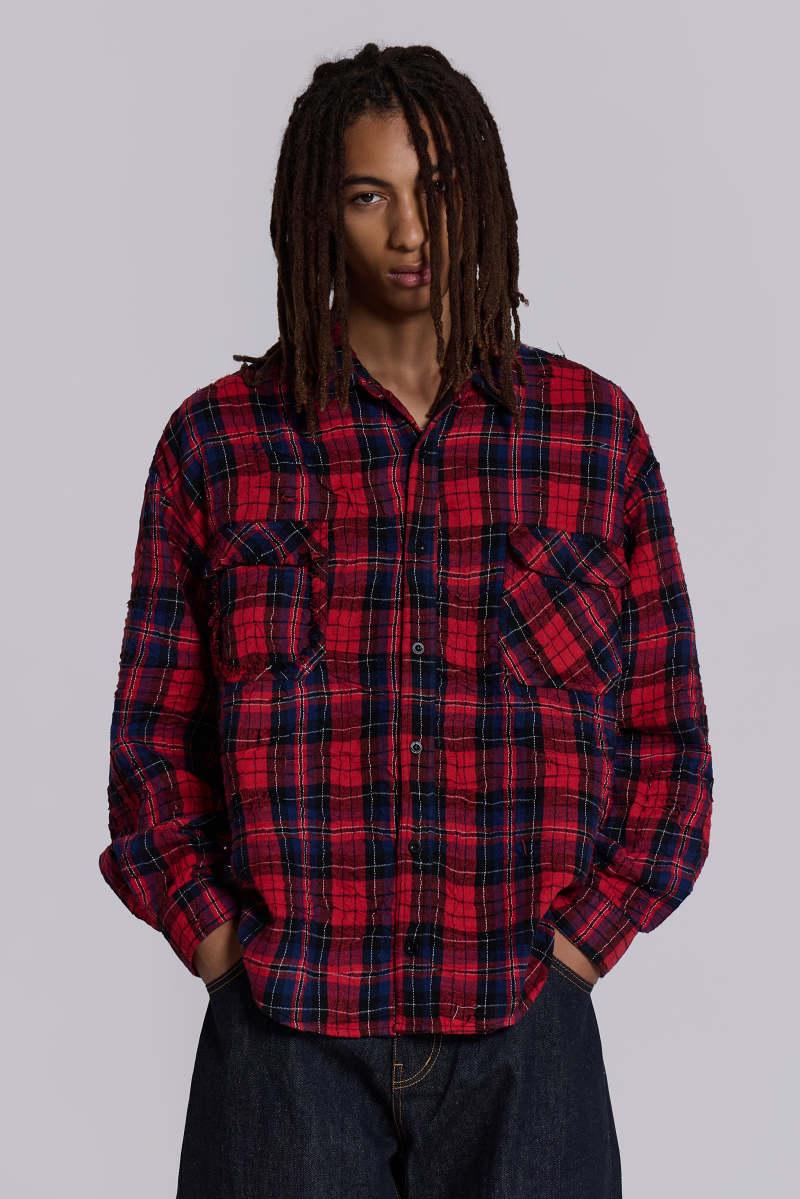 Jaded London American Hawk Flannel Shirt Red Check