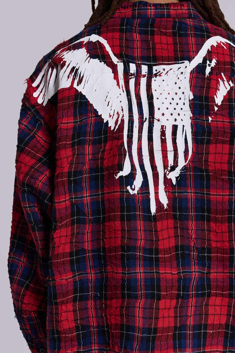 Jaded London American Hawk Flannel Shirt Red Check