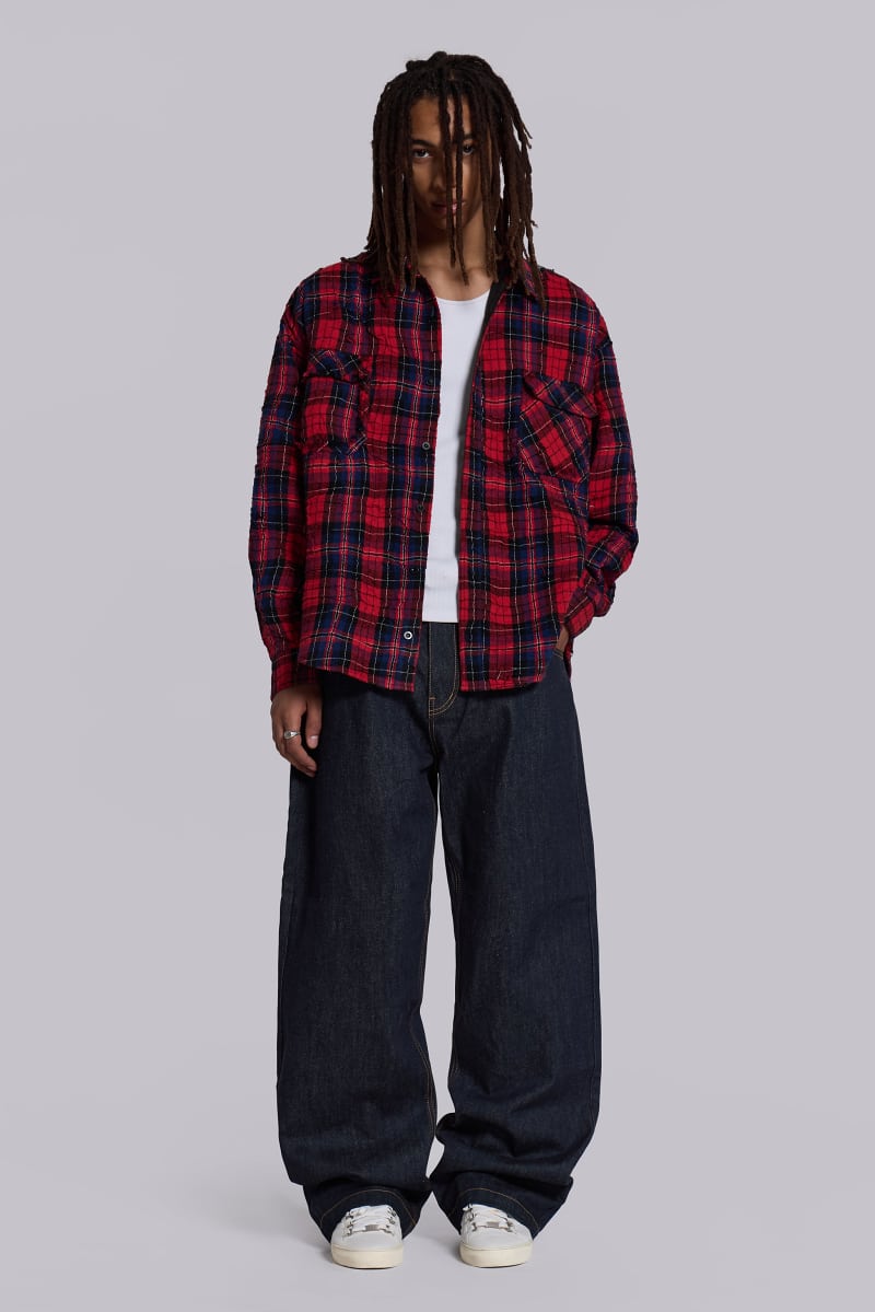 jaded london American Hawk Flannel Shirt Red Check