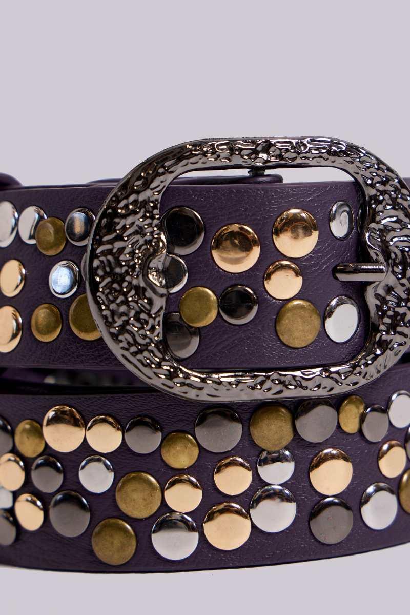 Jaded London Amethyst Studded Belt Purple
