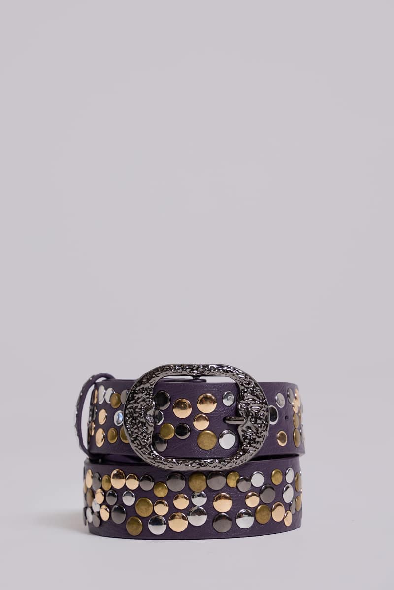 jaded london Amethyst Studded belt Purple