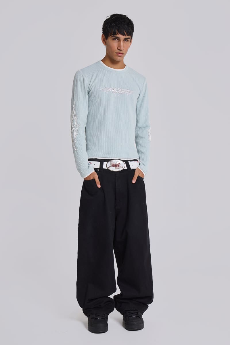 Jaded London Aqua Tattoo Applique Tee Blue