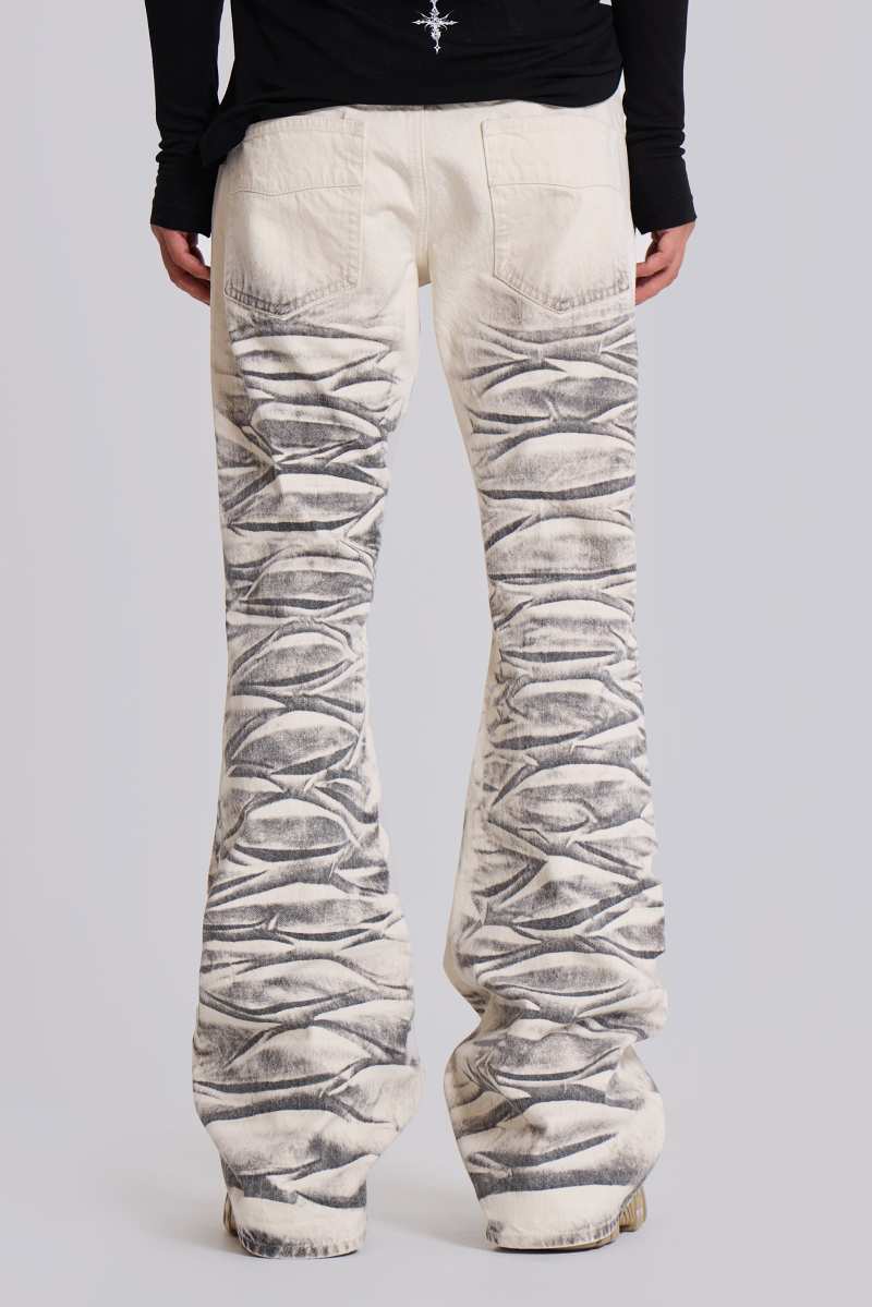 Jaded London Arctic White Drift Flared Jeans White