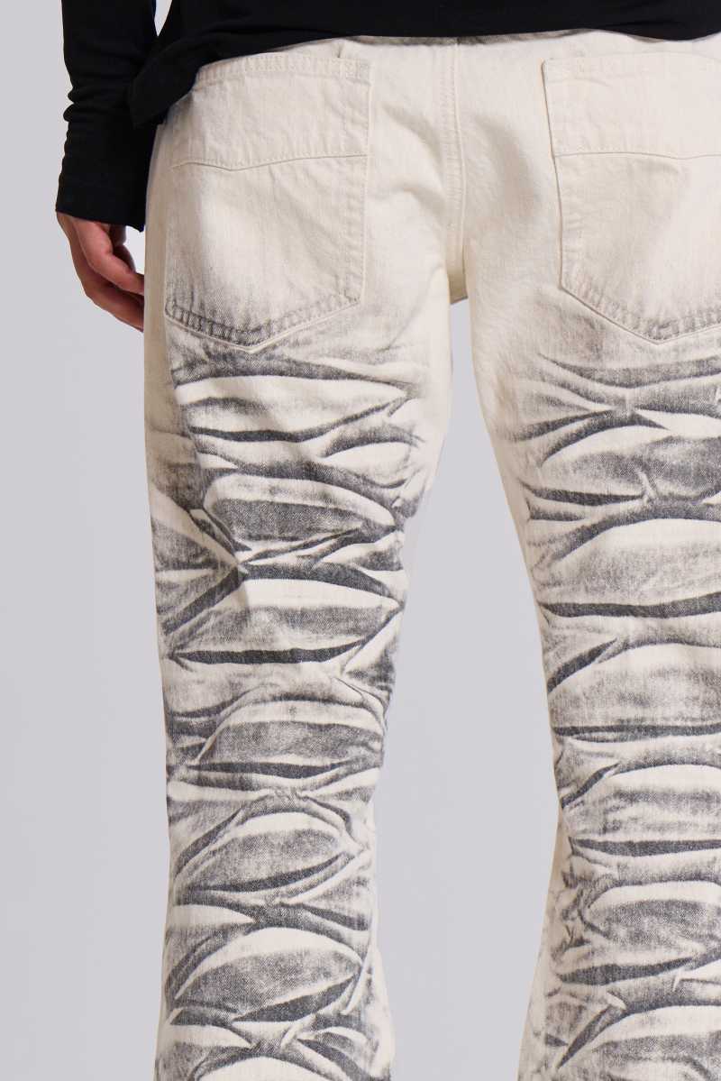 Jaded London Arctic White Drift Flared Jeans White