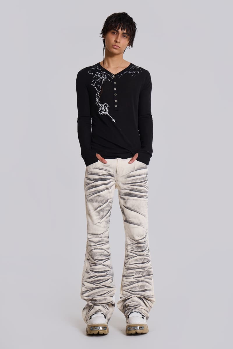 Jaded London Arctic White Drift Flared Jeans White