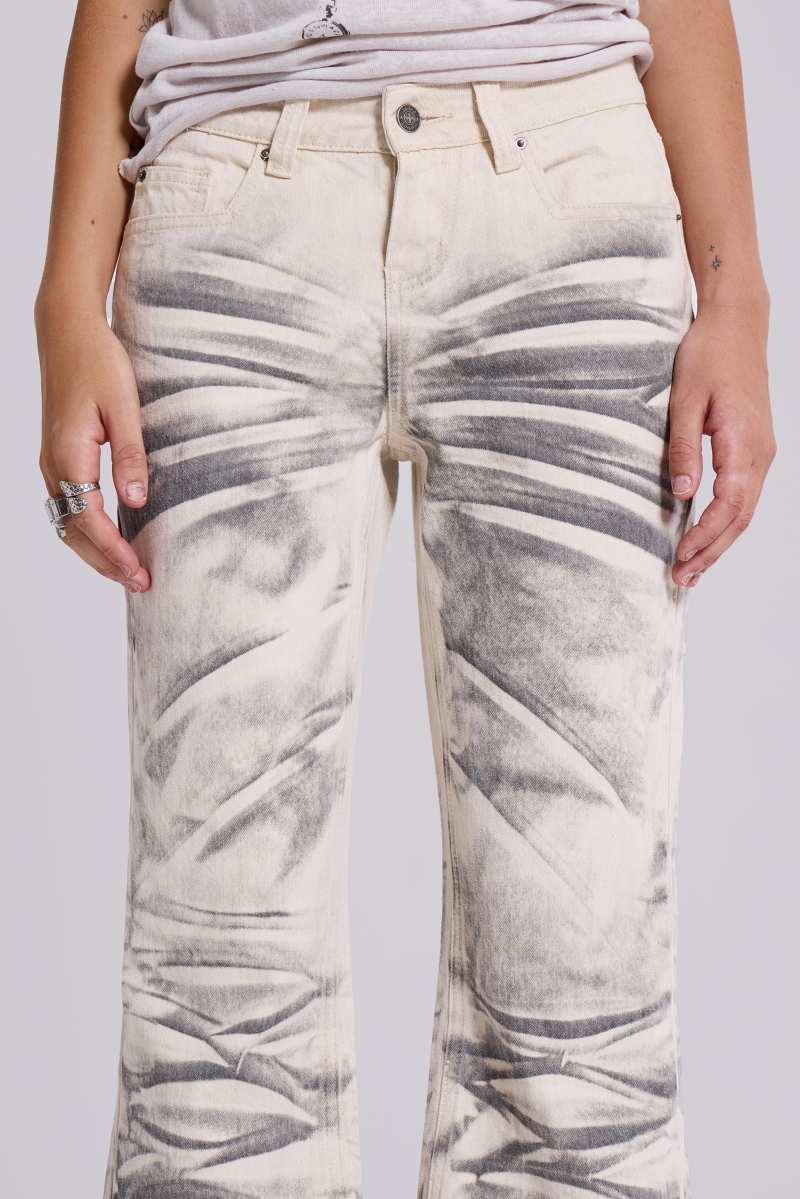 Jaded London Arctic White Drift Flared Jeans White