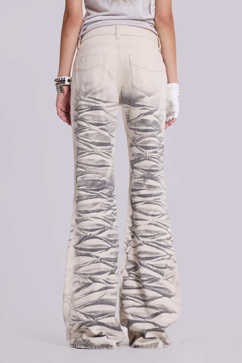 Jaded London Arctic White Drift Flared Jeans White