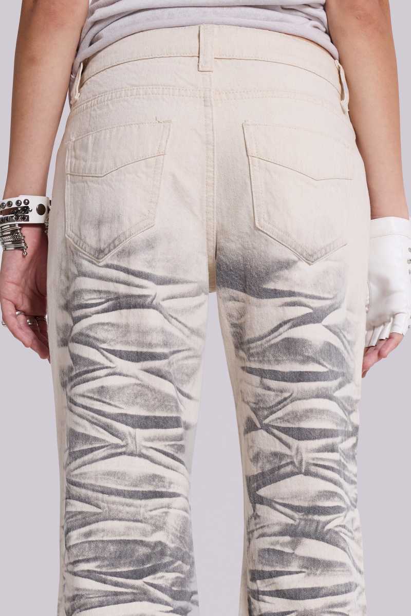 Jaded London Arctic White Drift Flared Jeans White