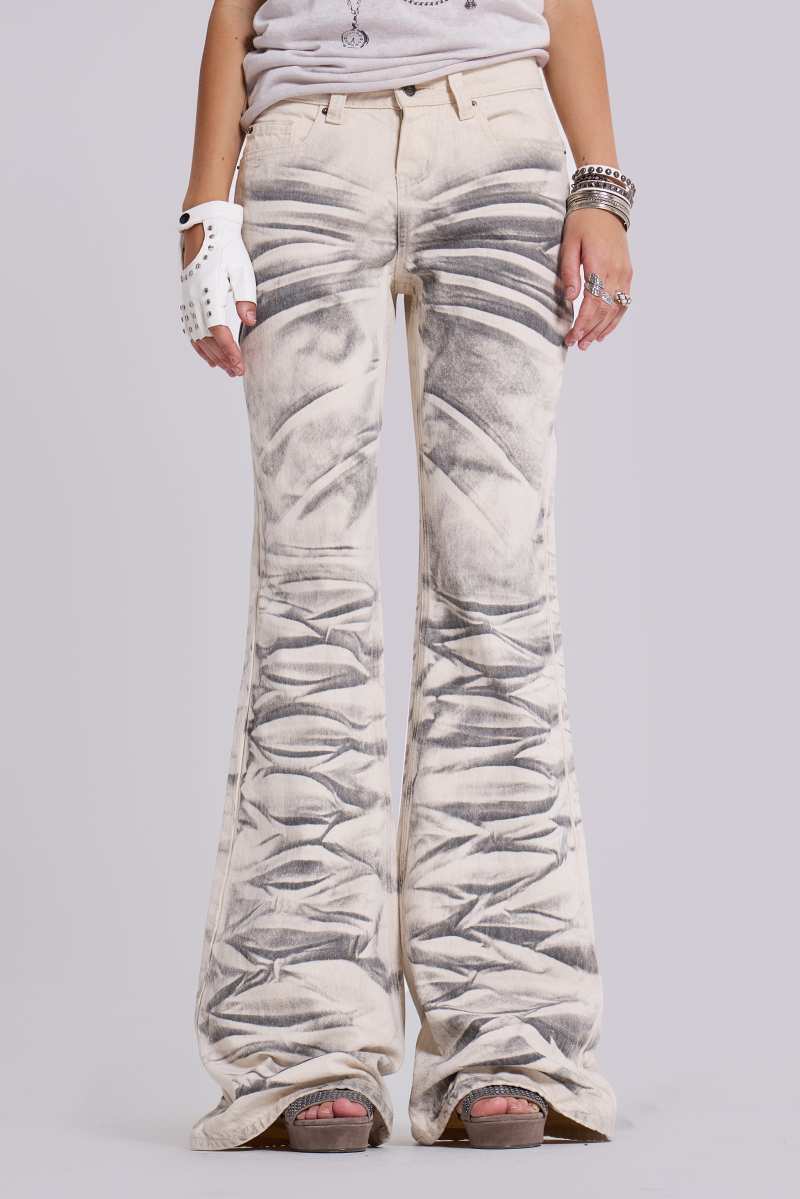 Jaded London Arctic White Drift Flared Jeans White