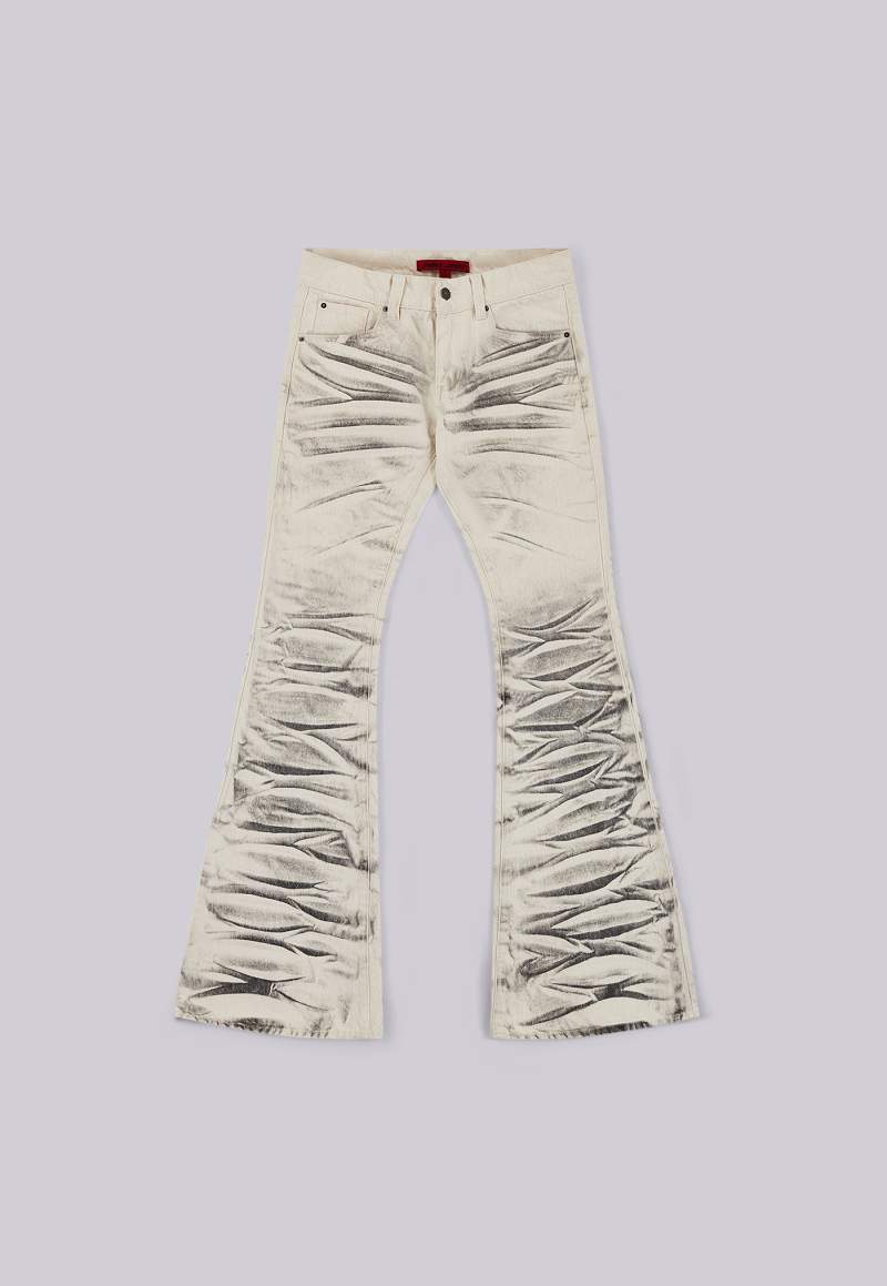 jaded london Arctic White Drift Flared Jeans White