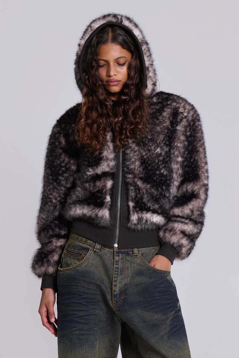 Jaded London Biome Faux Fur Jacket Brown