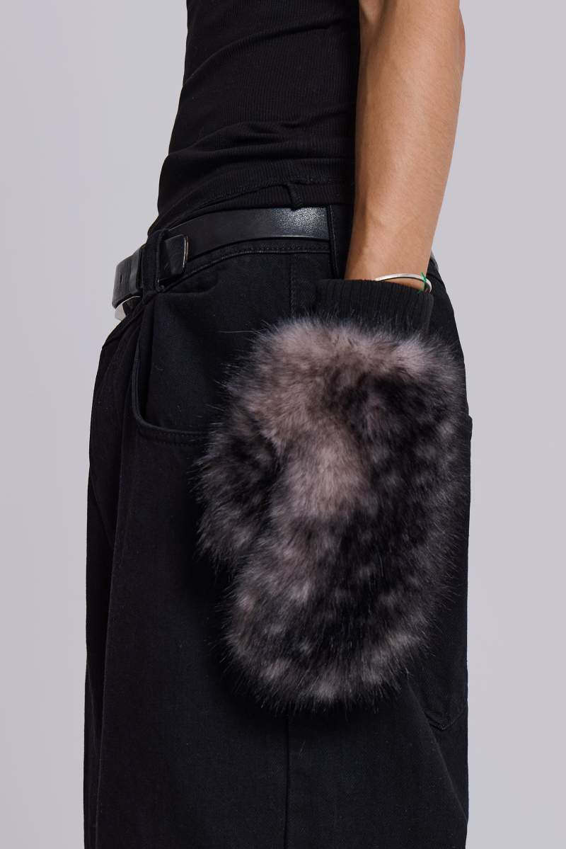 Jaded London Biome Faux Fur Mittens Deer Print