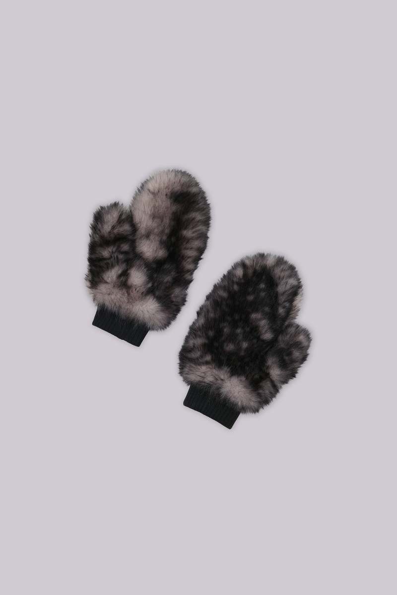 Jaded London Biome Faux Fur Mittens Deer Print