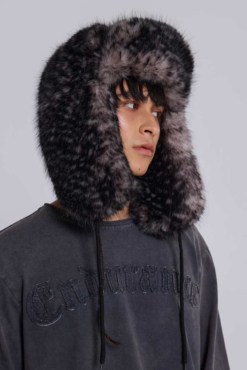 Jaded London Biome Faux Fur Trapper Hat Print