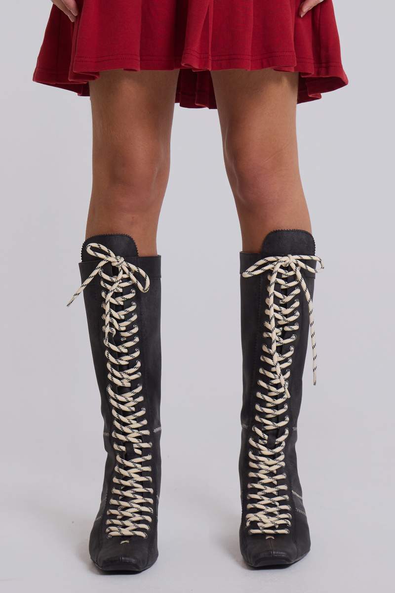 Jaded London Black Brooke Boxing Boot Black