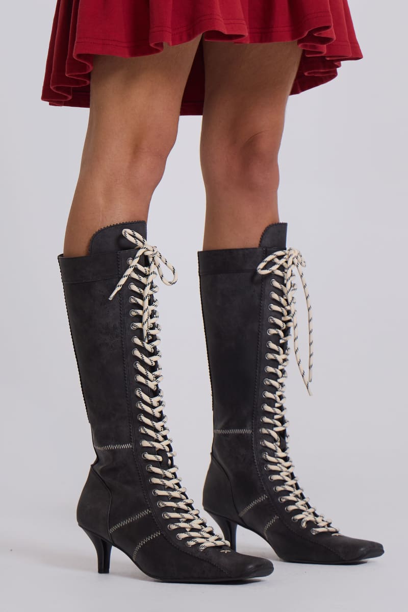 Jaded London Black Brooke Boxing Boot Black