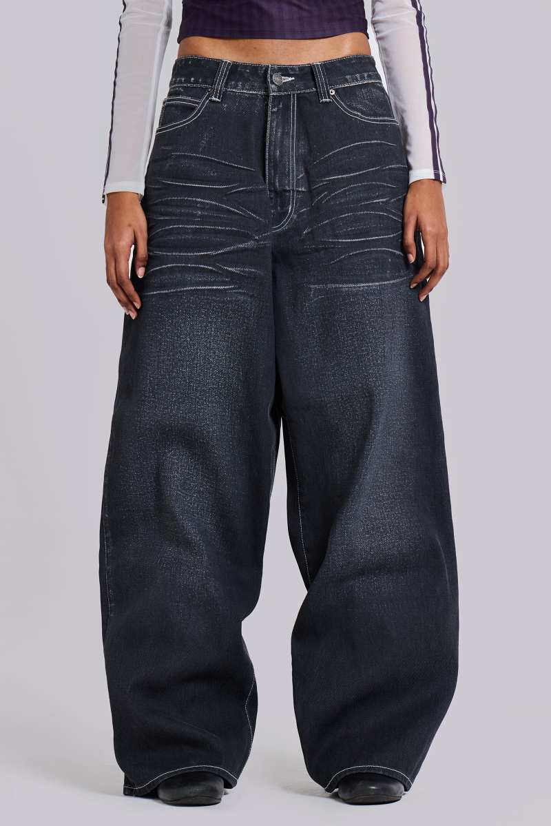 Jaded London Black Coated XL Colossus Jeans Black
