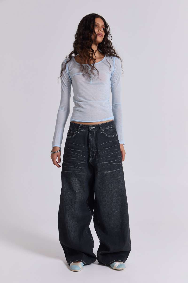 jaded london Black Coated XL Colossus Jeans Black