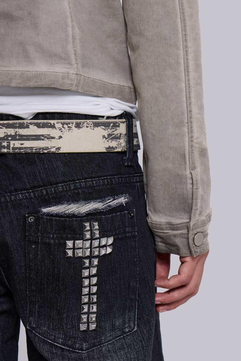 Jaded London Black Cross Stud Drift Jeans Black