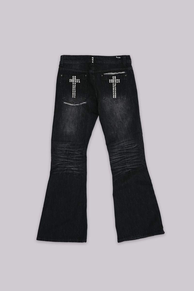 jaded london Black Cross Stud Drift Jeans Black