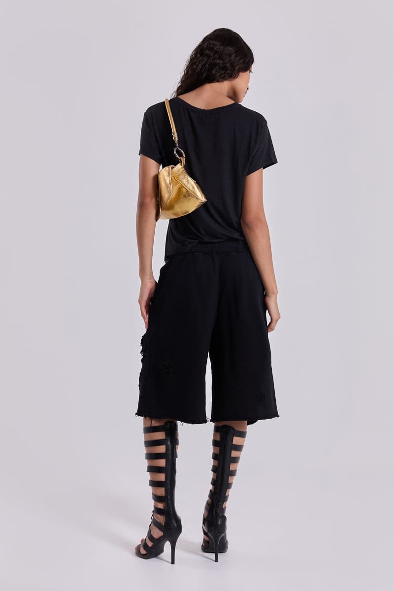 Jaded London Black Distressed Monster Shorts Black