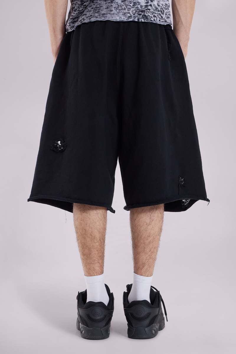 Jaded London Black Distressed Monster Shorts Black