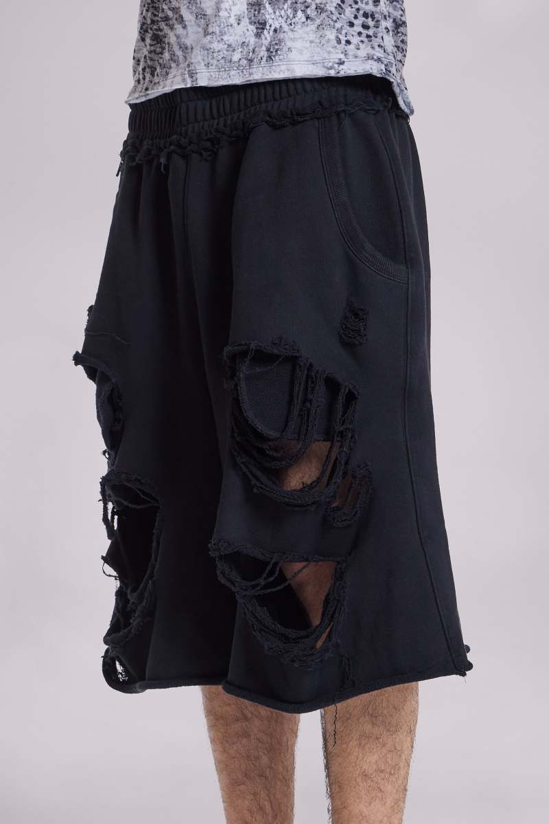 Jaded London Black Distressed Monster Shorts Black