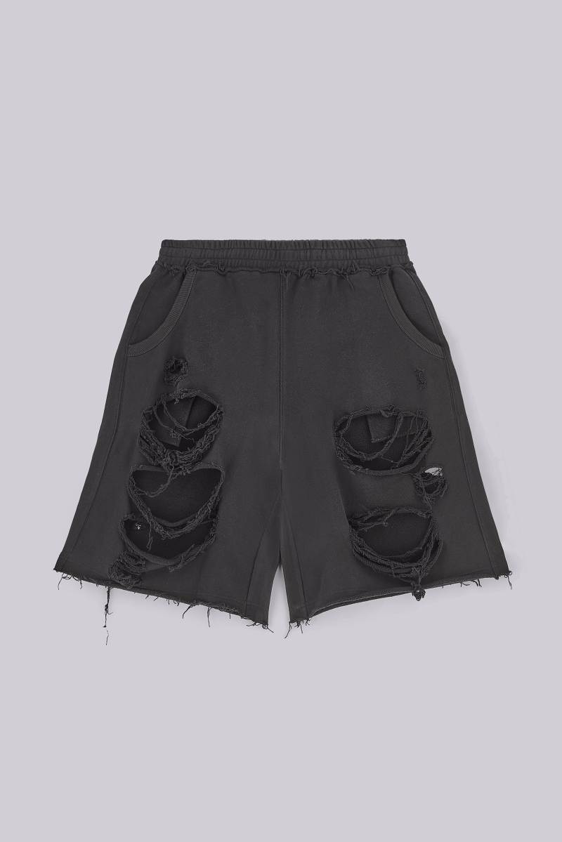 jaded london Black Distressed Monster Shorts Black