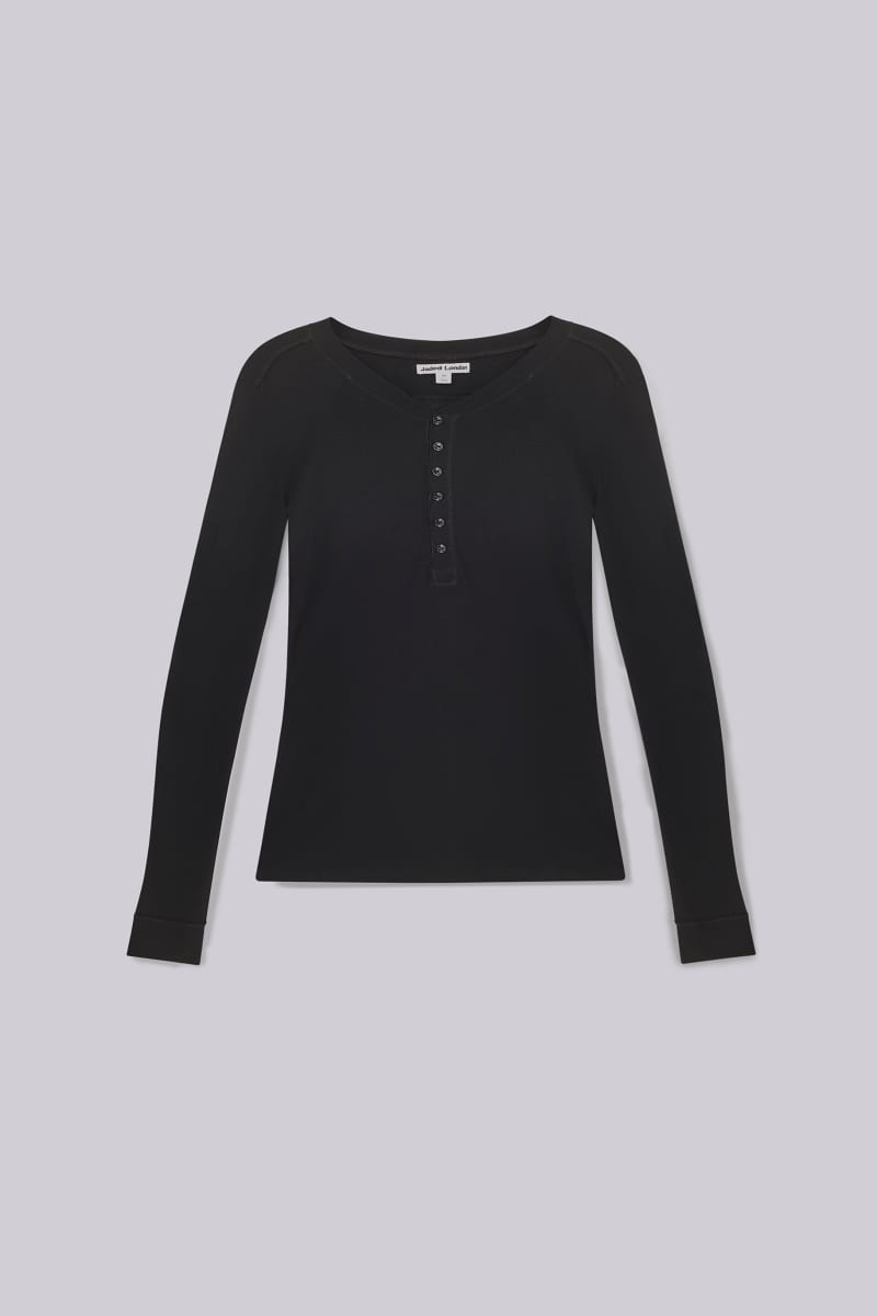 jaded london Black Haze Henley Top Black