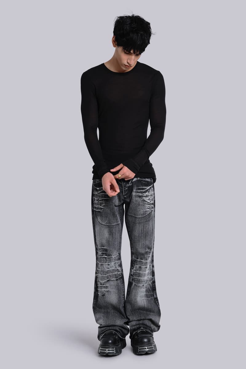 Jaded London Black Haze Long Sleeve Top Black