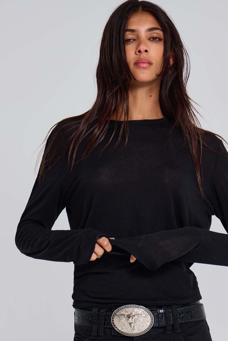 Jaded London Black Mist Long Sleeve Top Black