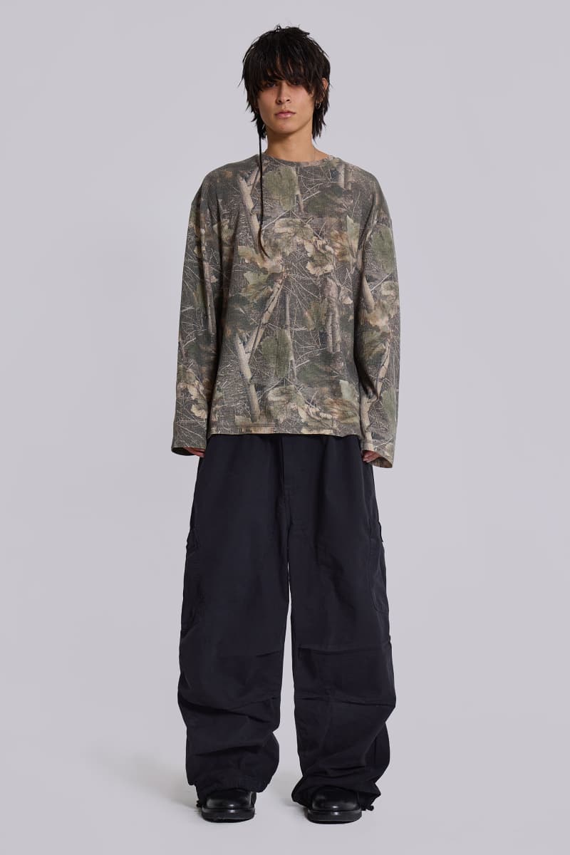 Jaded London Black Parachute Cargo Pants Black