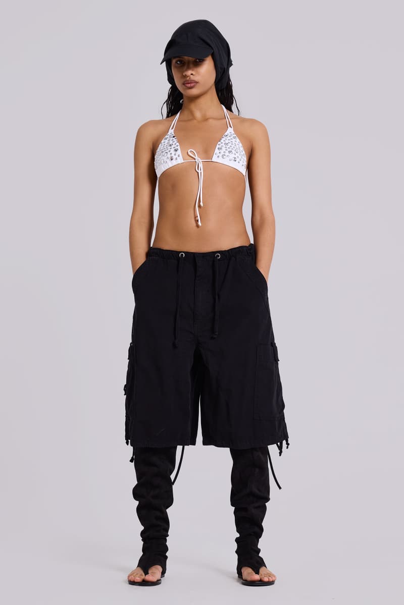 Jaded London Black Parachute Cargo Shorts Black