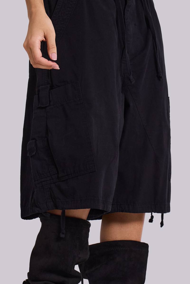 Jaded London Black Parachute Cargo Shorts Black