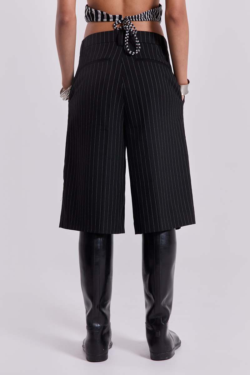 Jaded London Black Pinstripe Goliath Shorts Black