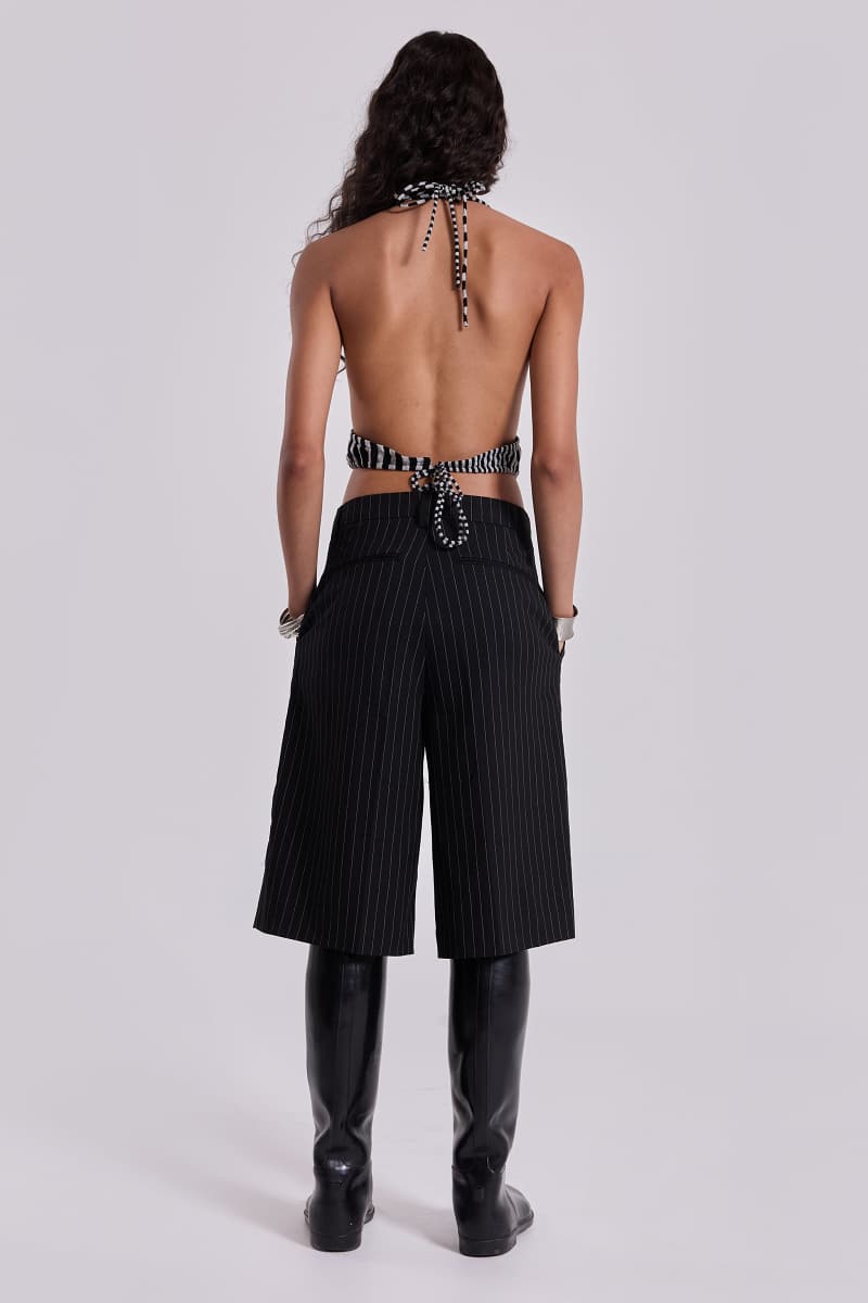 jaded london Black Pinstripe Goliath Shorts Black