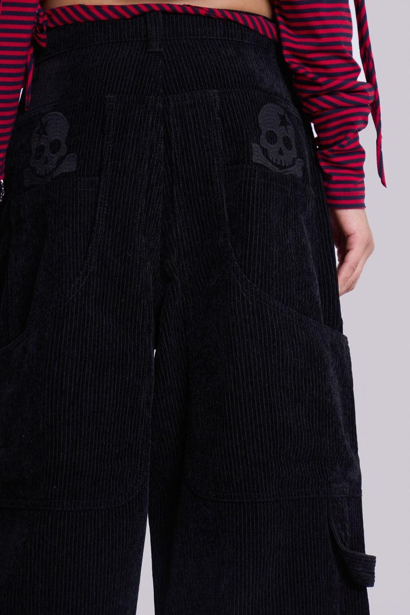 Jaded London Black Skull Cord Colossus Jeans Black