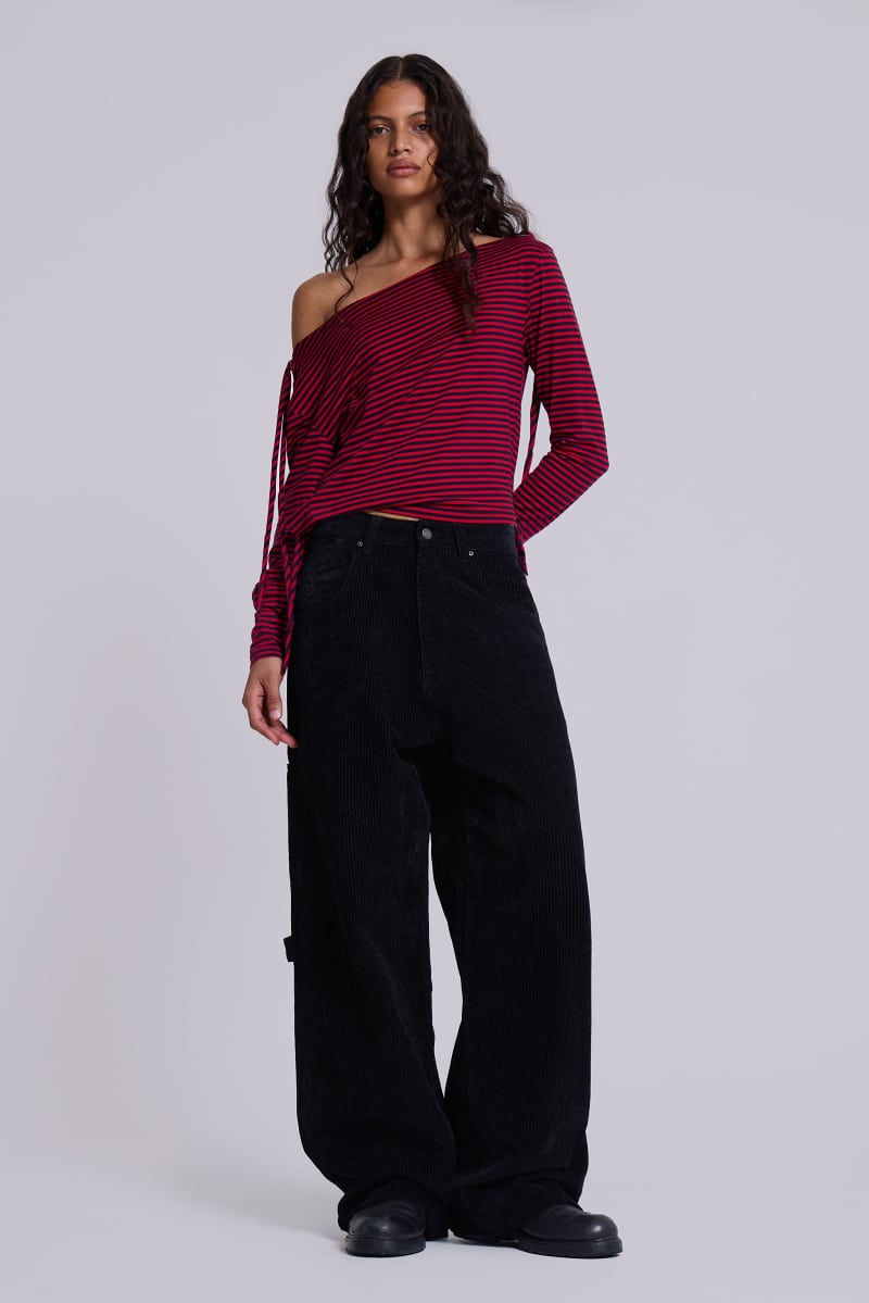 jaded london Black Skull Cord Colossus Jeans Black