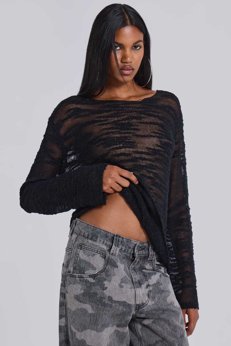 Jaded London Black Stray Knit Black